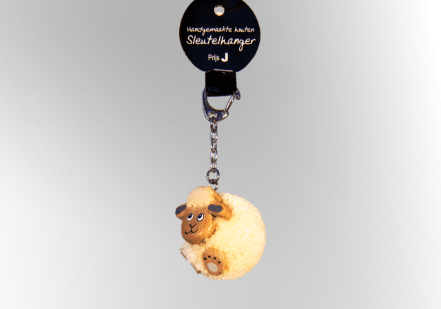 Pompom sleutelhanger schaap