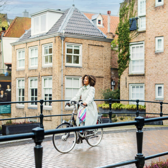 Fietsen voorjaar lente Stadhuis Lombardbrug centrum Dordrecht