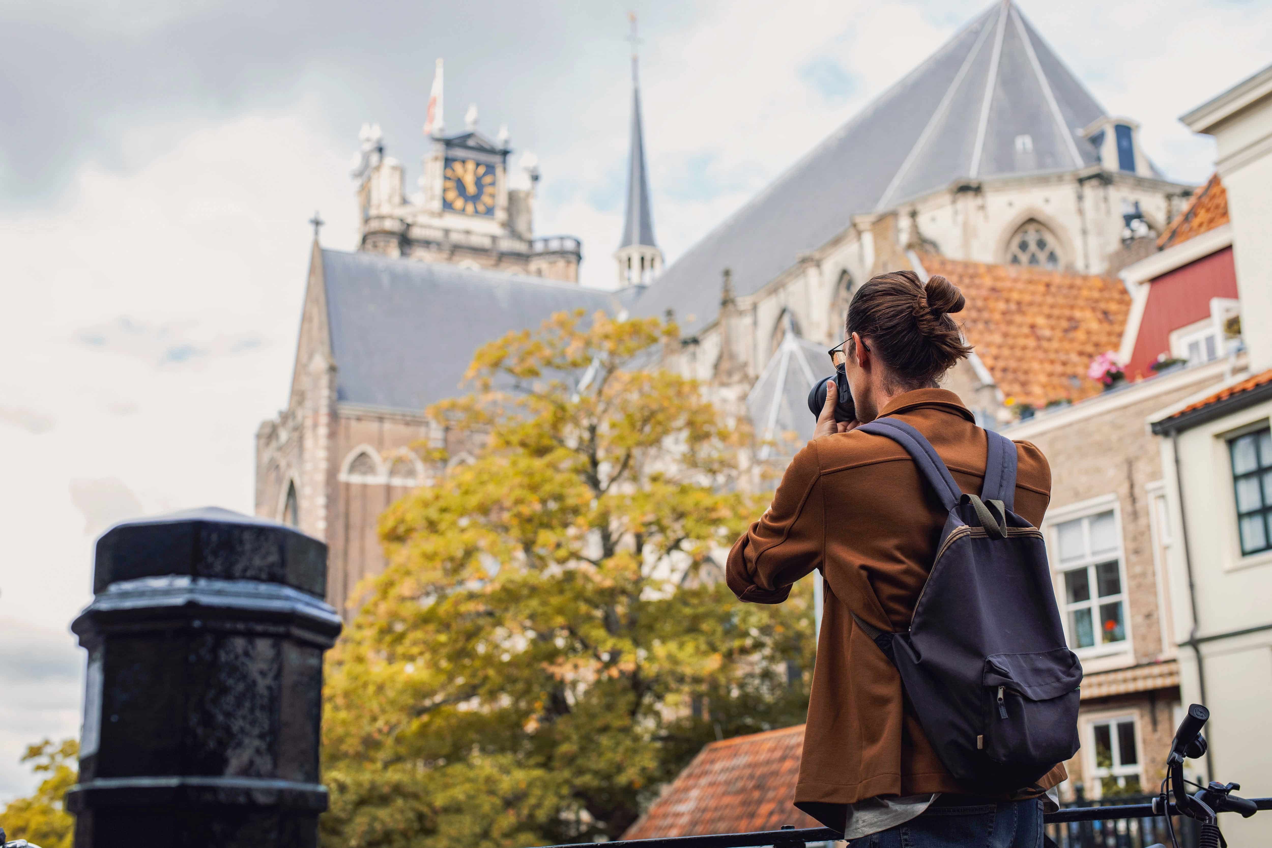 Fotografie foto Grote Kerk Pelserbrug herfst Dordrecht