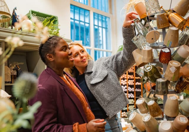 Winkelen vriendinnen Bluebirds in the Backyard interieur binnenstad Dordrecht herfst